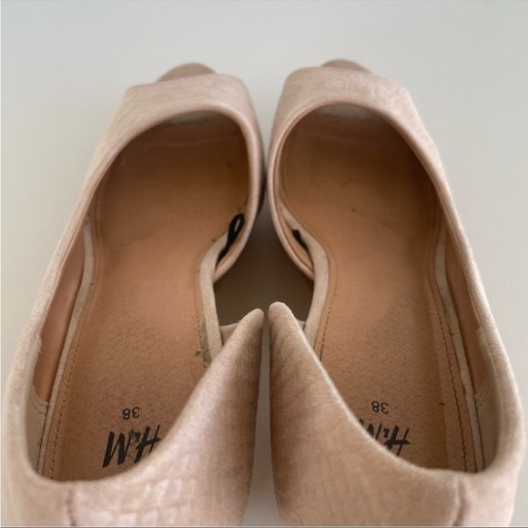 H&M Snake-Print Faux Suede Cork Platform Wedge Heel Pale Pink Women's Size 7.5 - Picture 4 of 10